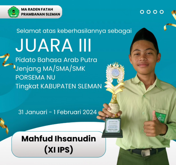 JUARA 3 PIDATO BAHASA ARAB PUTRA PORSEMANU SLEMAN